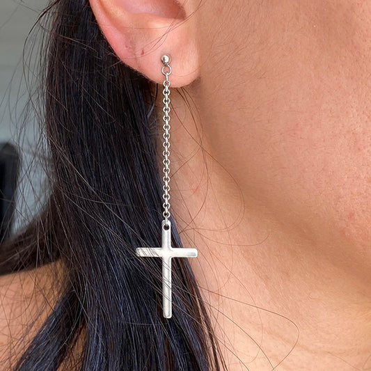 Orecchini filo Croce #116