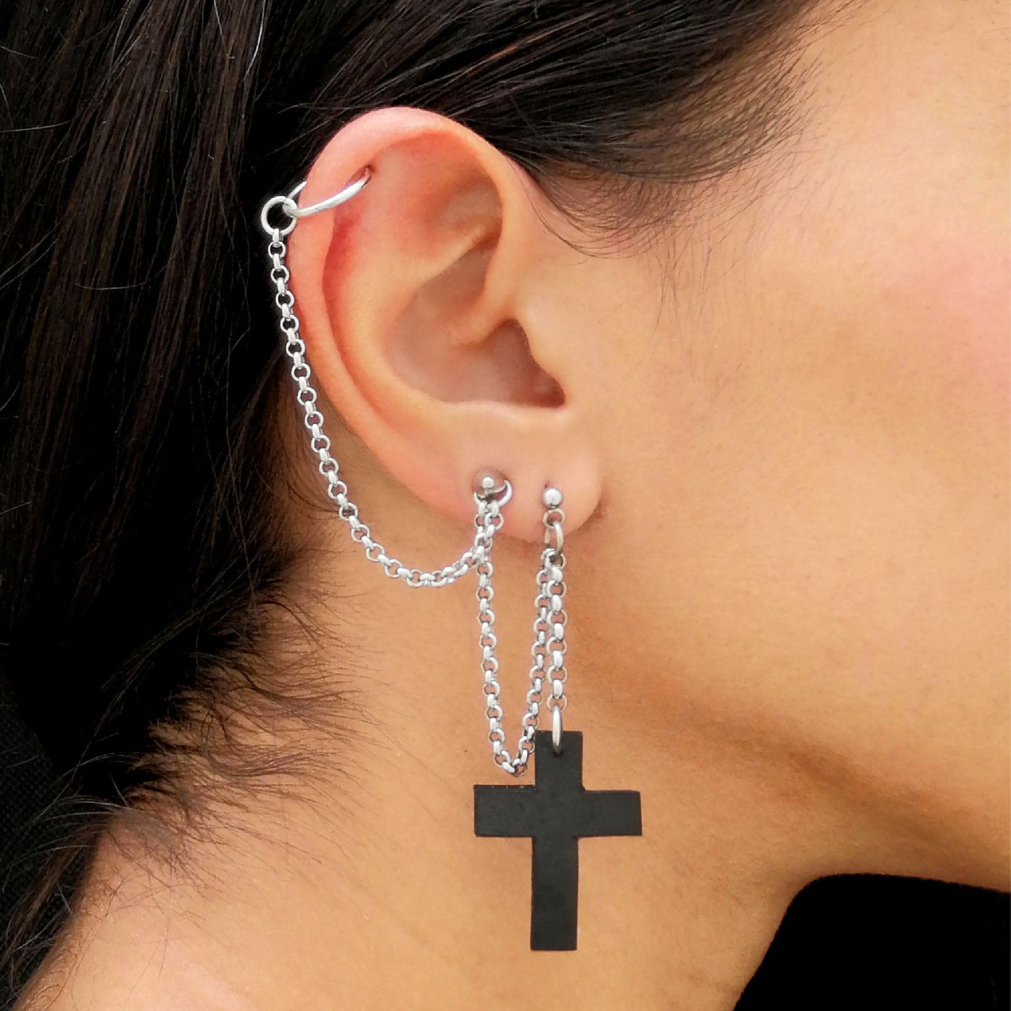 Orecchini Croce e Catene #069
