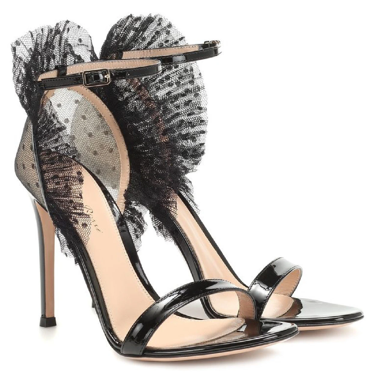 Scarpe da cerimonia alternative nere con rouches di tulle nero
