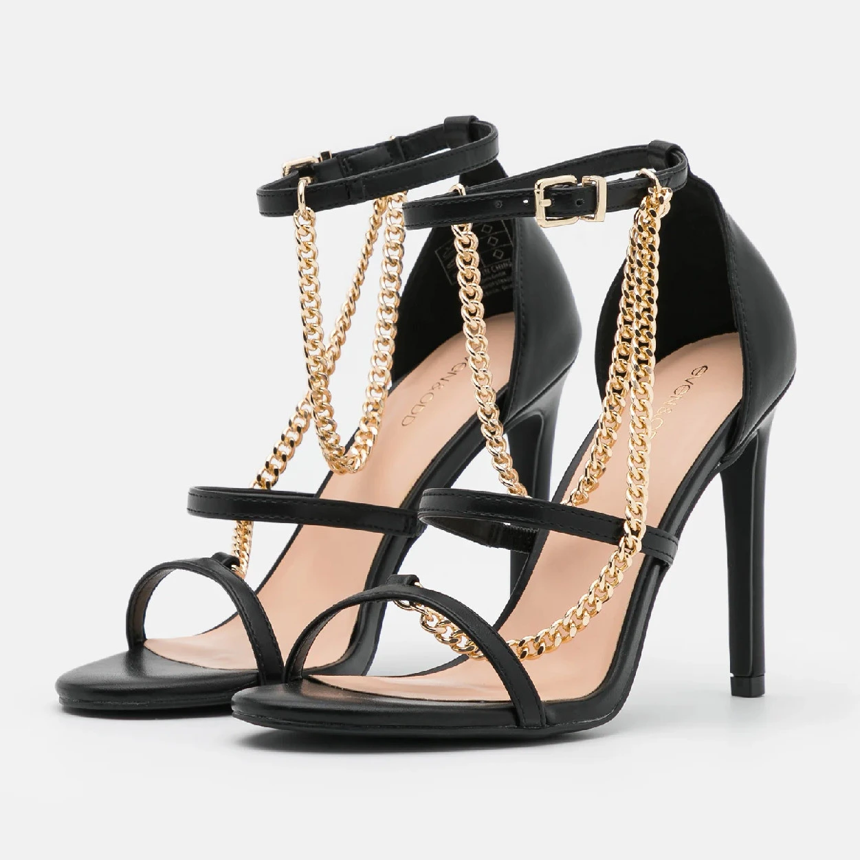 Scarpe da cerimonia alternative nere con catene oro