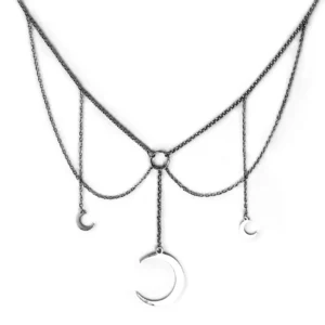 collana con luna crescente e quattro lune piccole acciaio