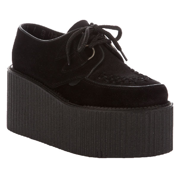 wulfrun scarpe creeper tripla suola in suede nero