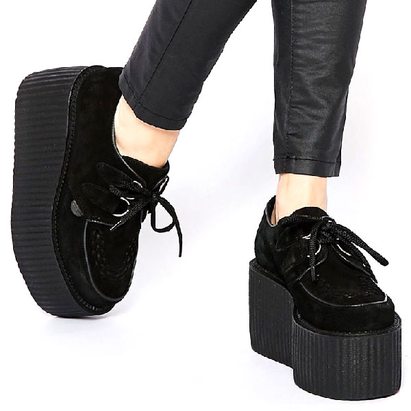 wulfrun scarpe creeper tripla suola in suede nero